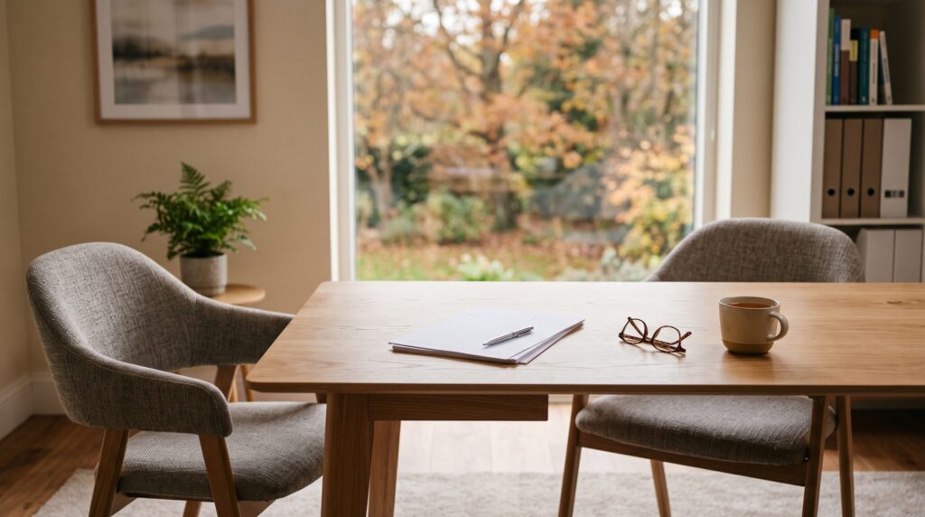 Calm consultation office with paperwork on a desk, representing the question is breast reconstruction covered by insurance